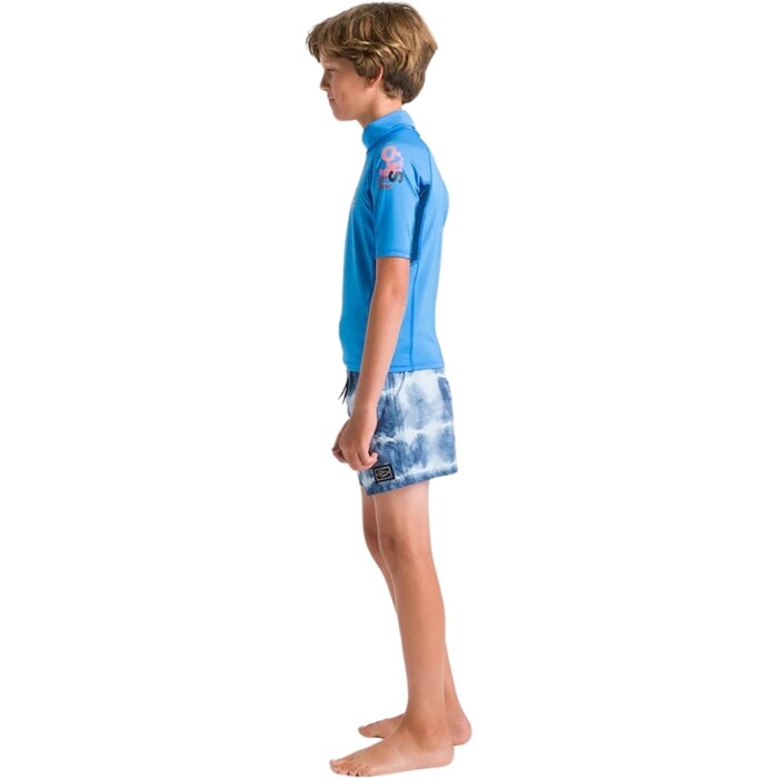 2024 C-Skins Junior NuWave X Short Sleeve Rash Vest C-NLYSSJ - Cyan / Slate / Multi